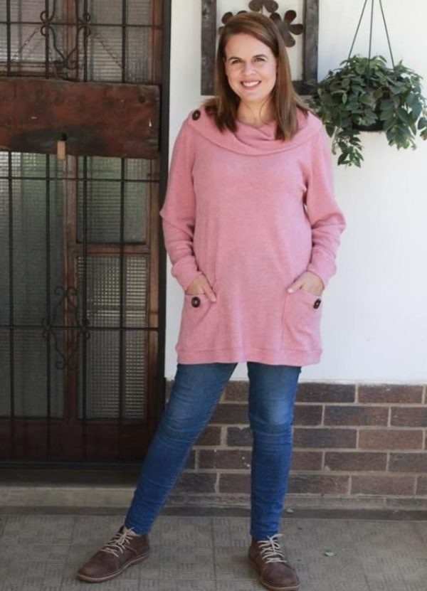 Charne Long Sleeve Cowl Neck Buttons Top