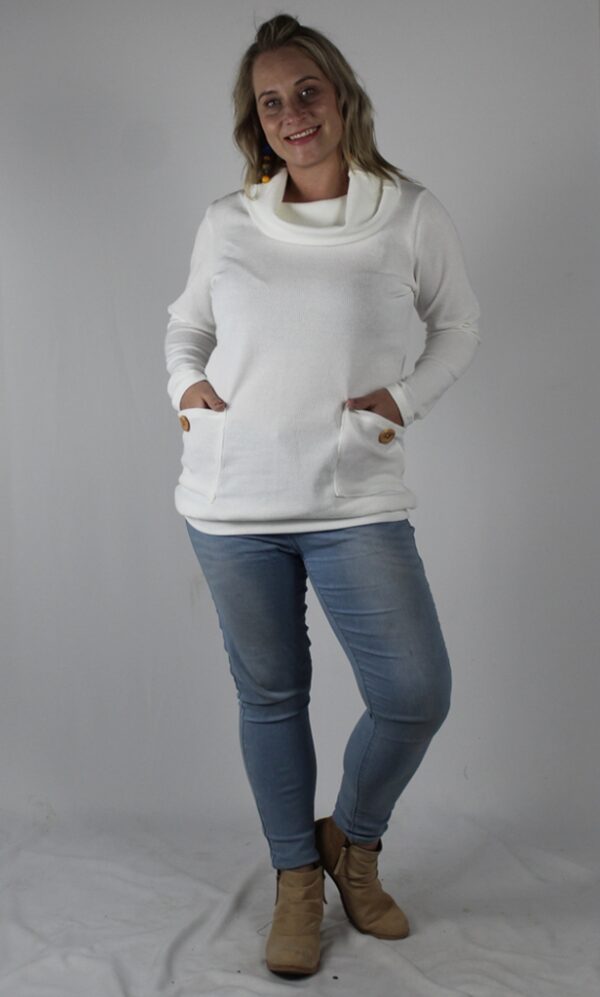 Charne Long Sleeve Cowl Neck Buttons Top - Image 2