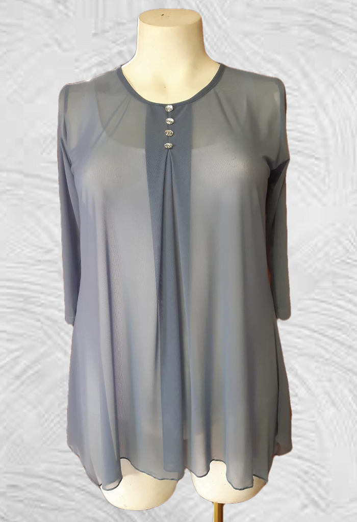 Lora Button Insert Pleat SharkBite Top | JS Shop