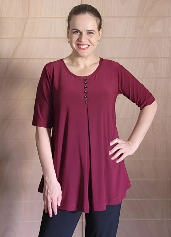 Eloise Round Hem Button Top