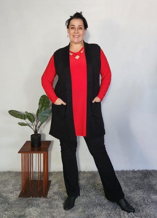 Evie Sleeveless Cardigan with Pockets - Image 2