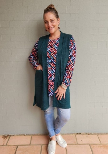 Madelyn Sleeveless Cardigan with Pockets and Side Slits