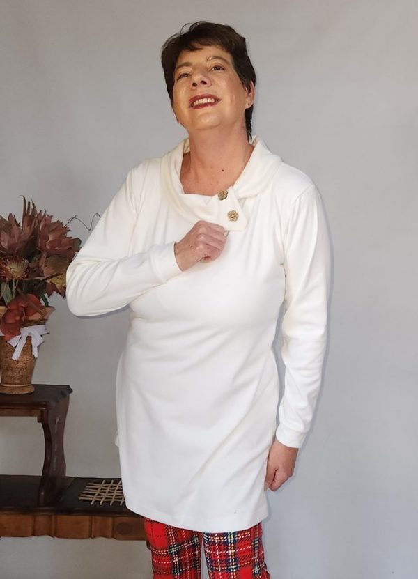 Sophia Long Sleeve Button Cowl Neck Top - Image 7