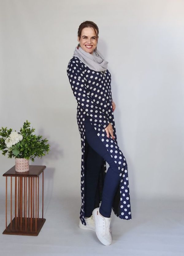 Lilly Long Sleeve Cosy High Side Slits Maxi Top - Image 3