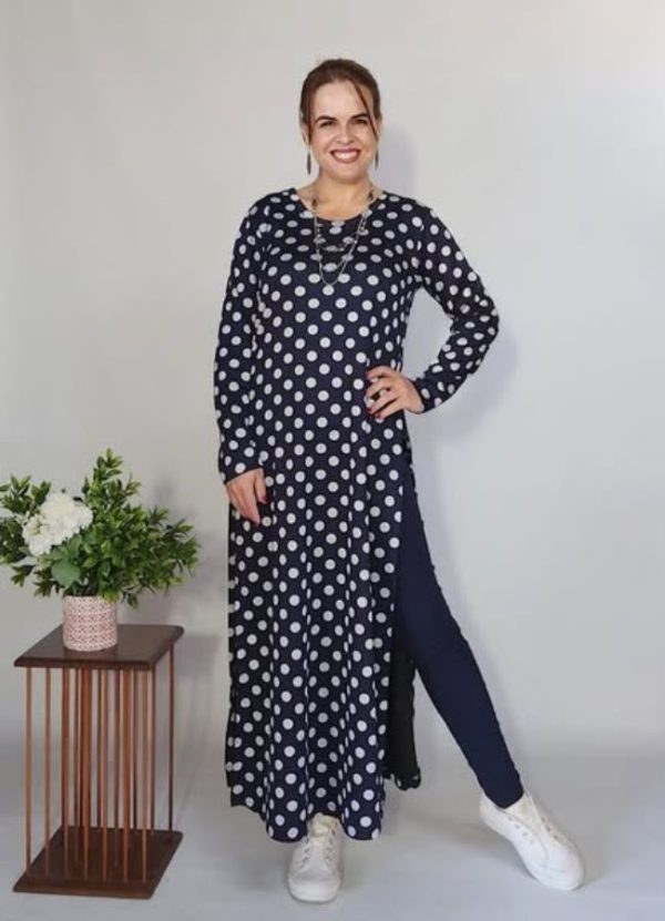 Lilly Long Sleeve Cosy High Side Slits Maxi Top - Image 2