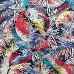 Printed Bon-Bon Abstract Pattern: Navy, red, teal blue, mustard yellow, and white