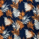 Navy with Burnt Orange and White Leaves