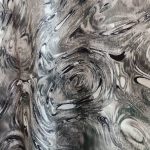 DTY Brush - Black & Olive Swirl: A dynamic mix of black and olive tones with a marbled, abstract swirl effect.