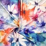 DTY212 DTY Bon-Bon Floral Bright: Vibrant blue, orange, purple, and pink flowers on a watercolour background.