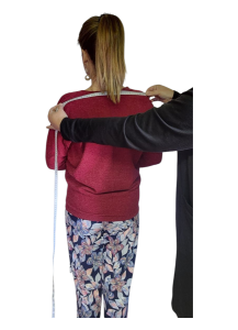 Measure shoulder to shoulder from the back